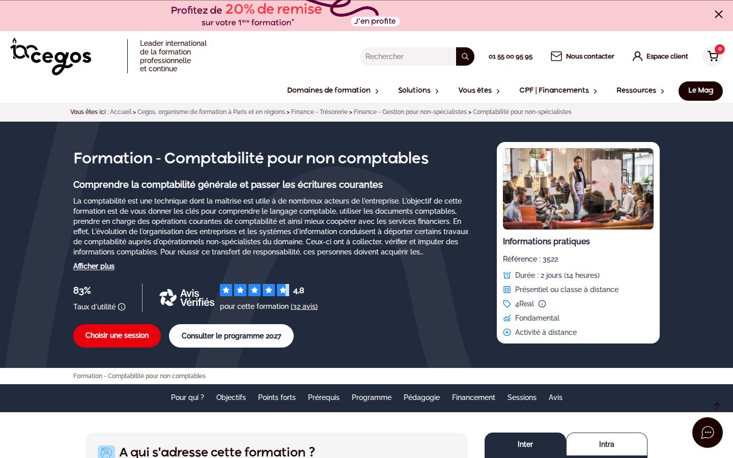 Page d'accueil de Cegos comptabilité & gestion financière