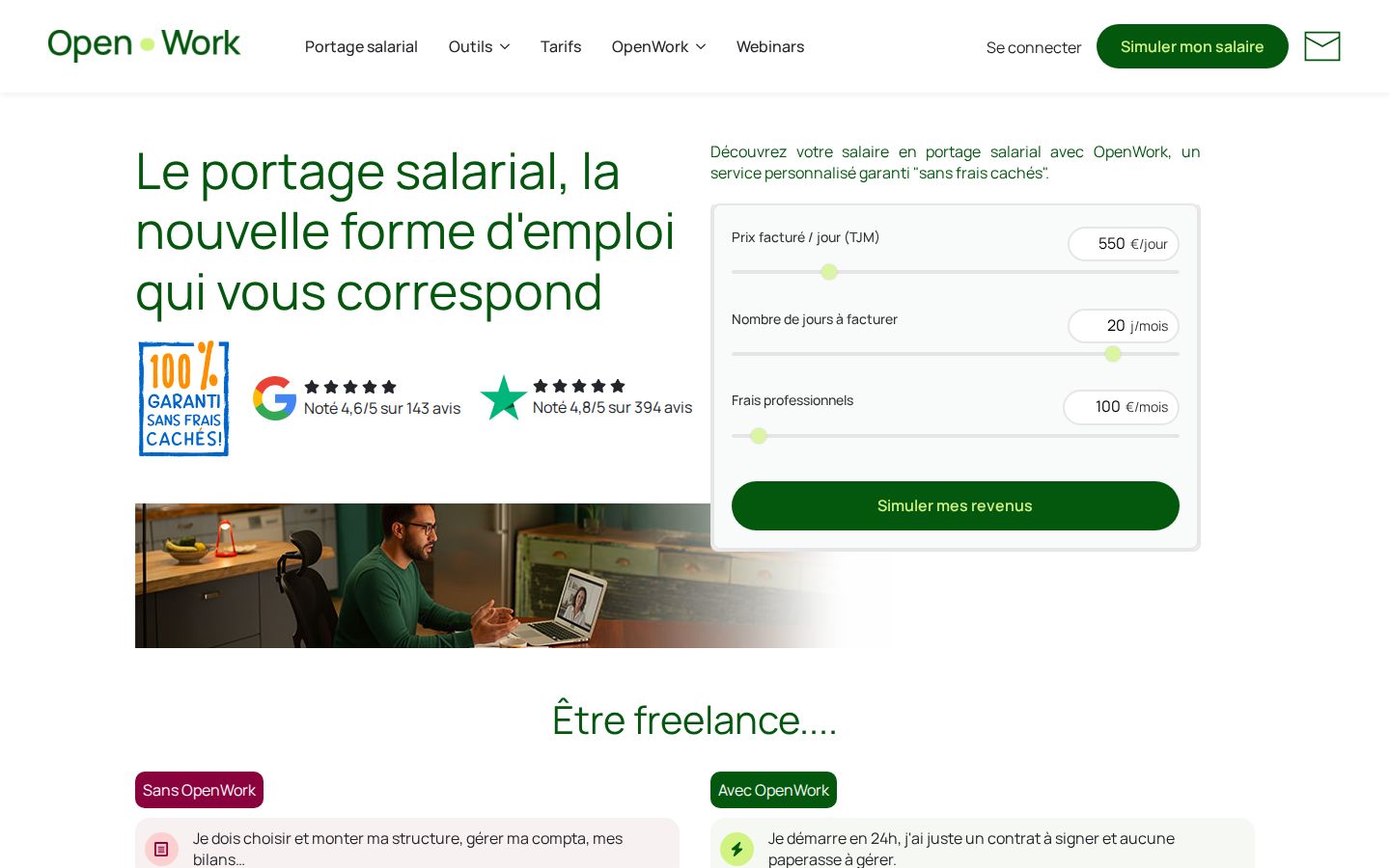 Page d'accueil de Openwork
