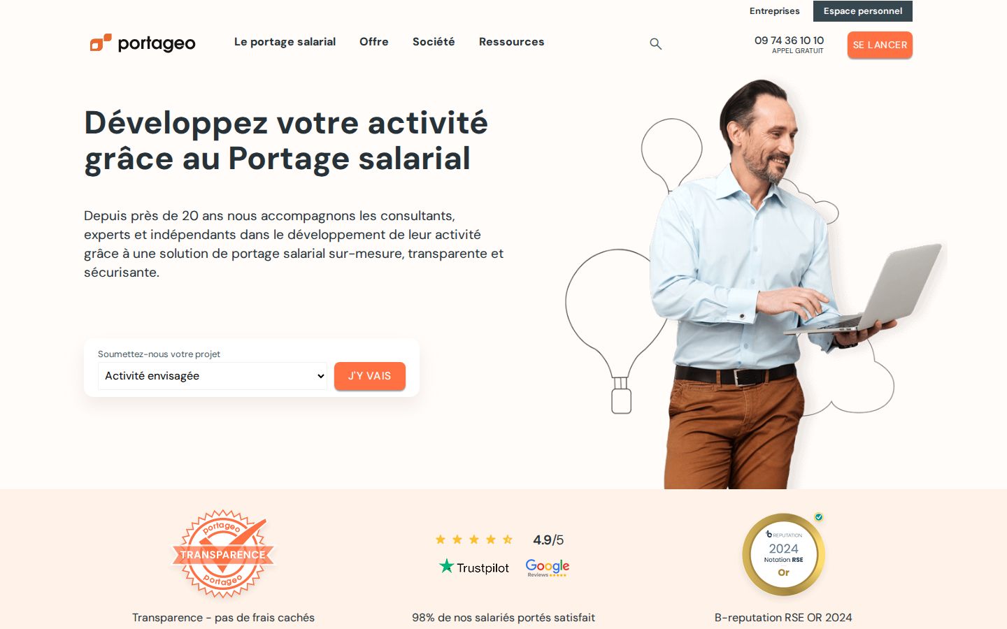 Page d'accueil de Portageo